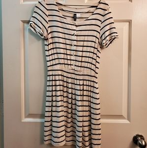H&M stripped navy and white dress